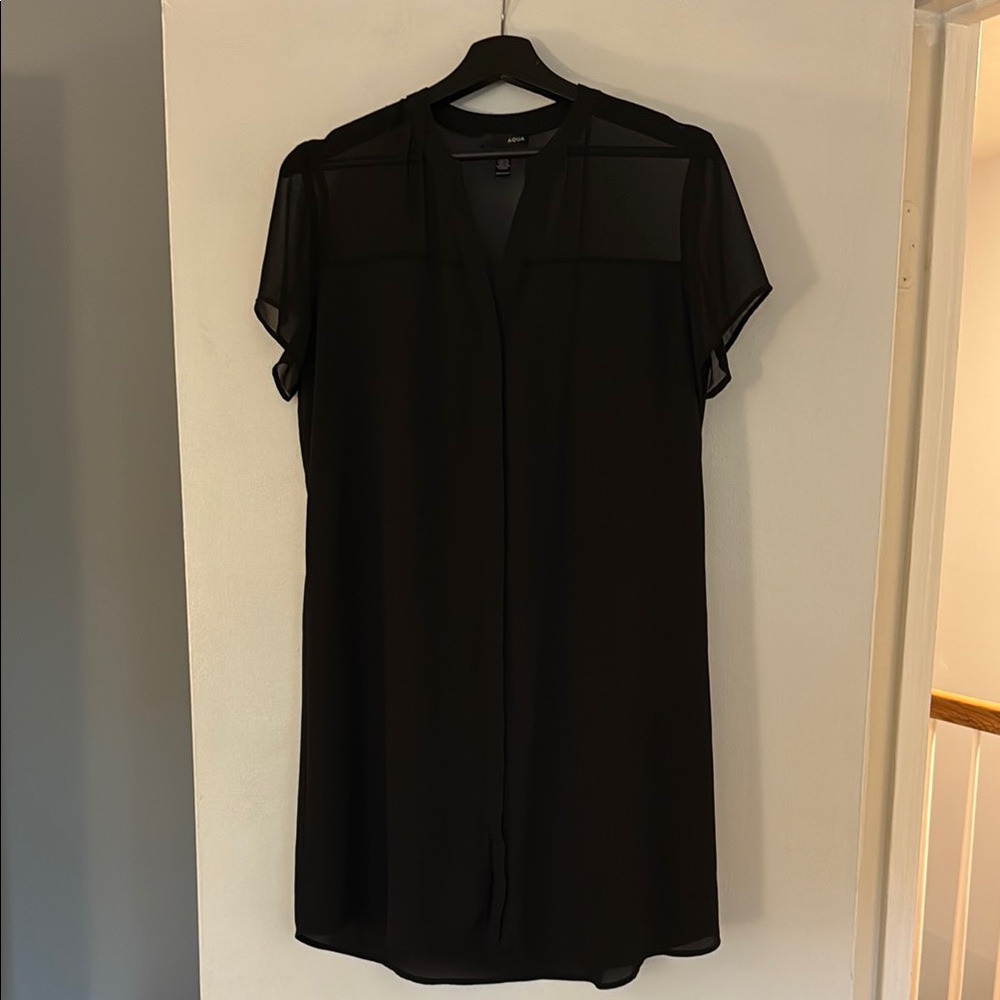 Aqua Black Mini Shirt Dress
